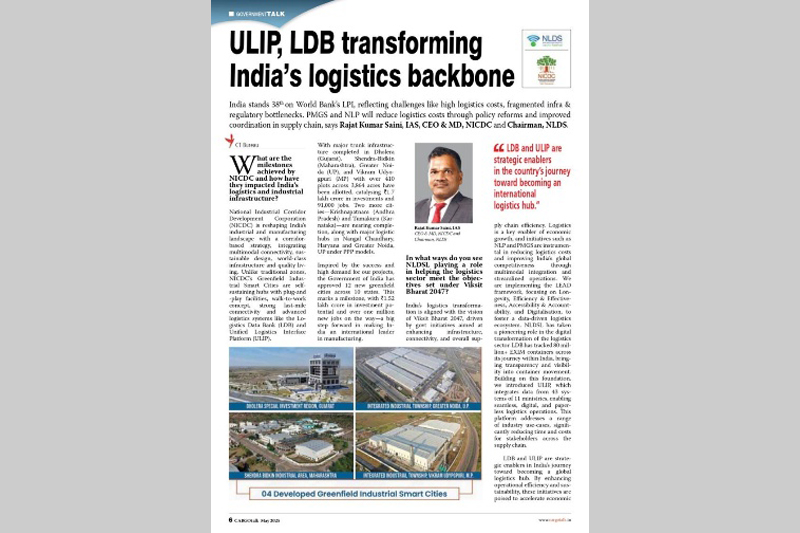 NLDSL Chairman Highlights LDB and ULIP as Catalysts for India’s Logistics Transformation